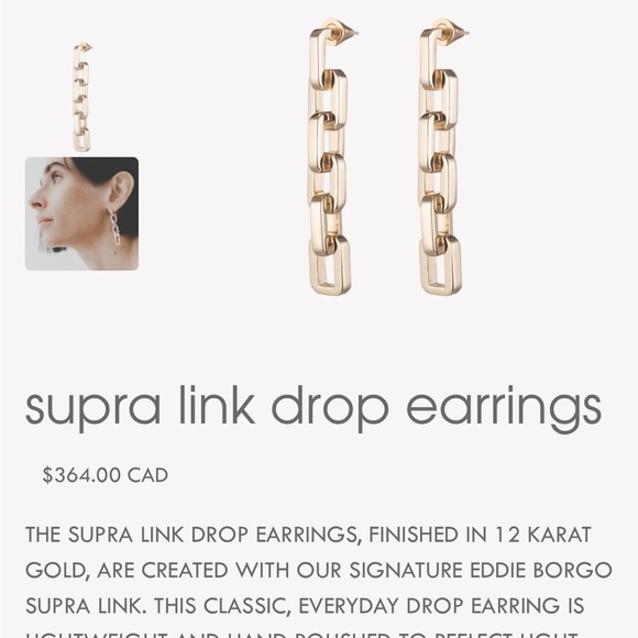 003 - NWT EDDIE BORGO supra link drop earrings - Picture 3 of 7